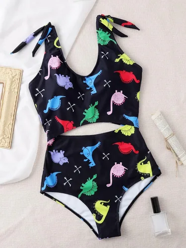 Vista 5 de WDIRARA Traje de baño de una pieza para mujer con tirantes halter y lazo cruzado