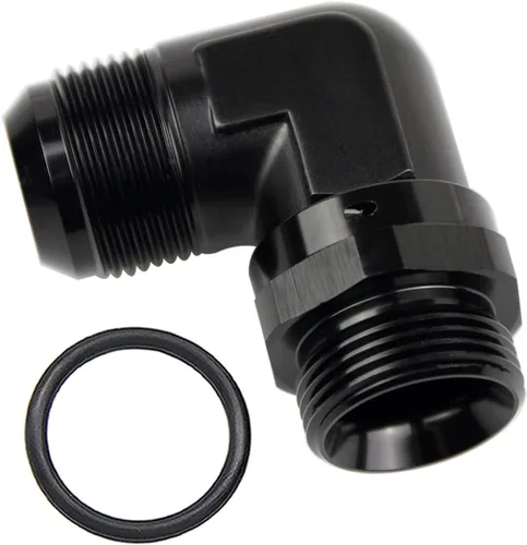 Vista 20 de Adaptador de riel de bomba de combustible macho de aluminio de radio de alto flujo 45 grados 6AN macho a 4AN macho con junta tórica AN4 ORB, negro