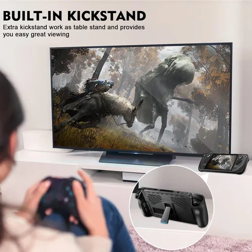 Vista 2 de Mozuper - Funda protectora para plataforma de vapor protector de TPU con soporte plegable y accesorios de calcomanías de panel táctil a prueba