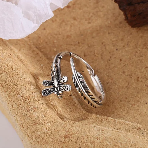 Vista 169 de Anillo de plata de ley 925, minimalista, ajustable, hecho a mano, para mujeres y niñas