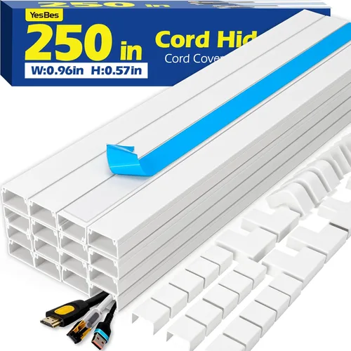 Vista 8 de Kit de ocultador de cable de 1000 pulgadas, cubiertas de cable para cables en la pared, canaleta de cables pintable, protector de cable para montaje