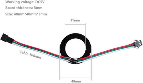 Vista 4 de Anillo de luz de píxeles direccionables individualmente con 16 LED, WS2812B 5050 RGB de 16 LED, módulo LED programable a todo color DC5V