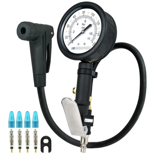 Vista 6 de CycloSpirit Medidor universal de inflado de neumáticos de bicicleta con tipo de válvula de selección automática - Herramienta de compresor de aire