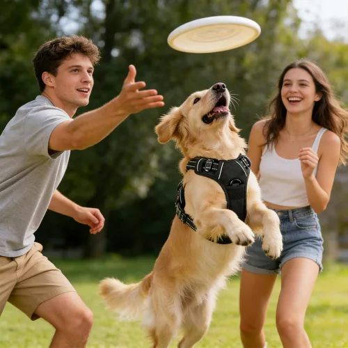 Vista 10 de Arnés para perro sin tirones, chaleco ajustable para mascotas con clips para correa delantera/trasera, arnés de chaleco cómodo reflectante