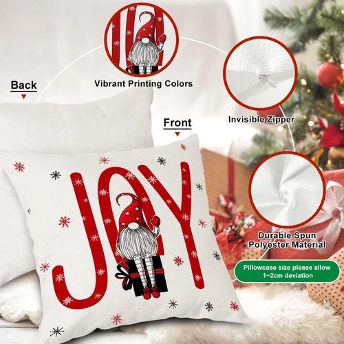 Vista 3 de Lanpn Juego de 4 fundas de almohada de Navidad de 16 x 16 pulgadas, fundas decorativas de almohada navideñas de invierno de 16 x 16 pulgadas