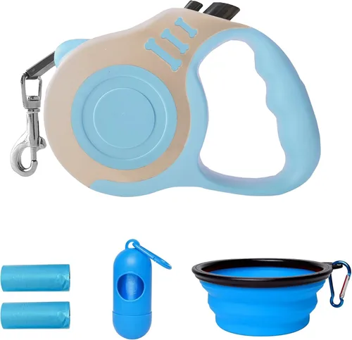 Vista 31 de Correa retráctil para perros pequeños y medianos, automática, telescópica, cinta para mascotas de 10/16 pies, duradera y práctica, con asa A1- rosa