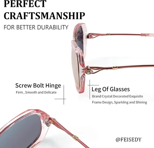 Vista 5 de FEISEDY Gafas de sol polarizadas de gran tamaño para mujer, estilo mariposa, protección UV, B9045