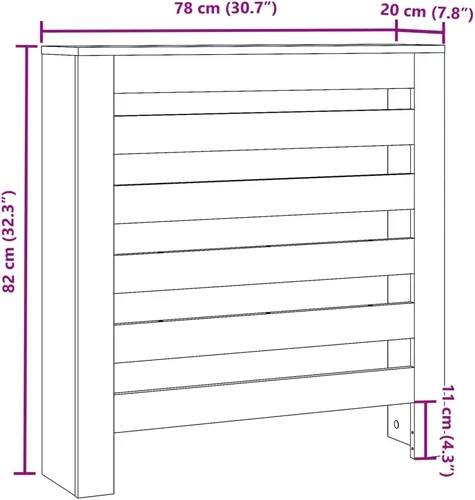 Vista 3 de vidaXL Cubierta Radiador Sonoma Oak 30.7x7.9x32.3 Madera Ingeniería