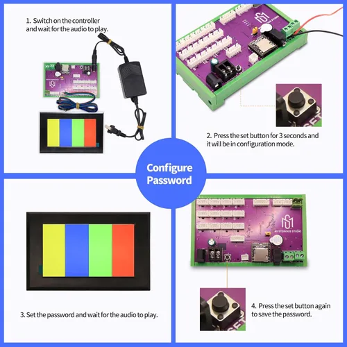 Vista 3 de Escape Room Prop 4.3 pulgadas 7 pulgadas pantalla táctil con controlador programable y altavoz para juego de sala de salida