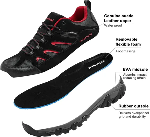 Vista 5 de Osterland Zapatos de senderismo para hombre, zapatos de senderismo para exteriores, zapatos de senderismo ligeros, impermeables, zapatos