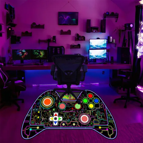 Vista 11 de Alfombra de juegos para habitación de niños - Alfombra de área amarilla temática de juegos para dormitorio de niños, decoración de habitación