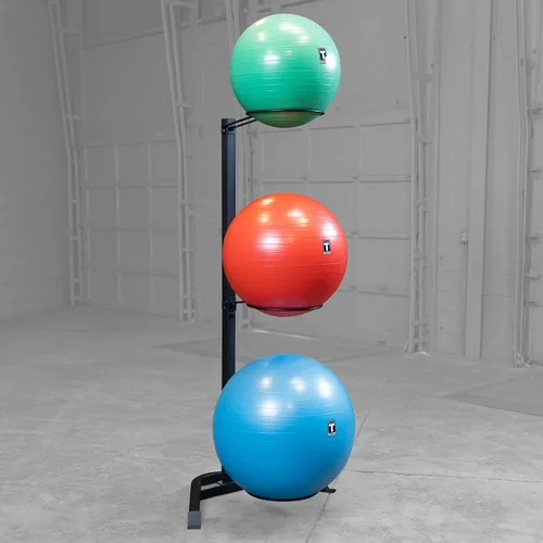 Vista 3 de Body-Solid (GSR10B) Estante de bolas de estabilidad, almacenamiento vertical para gimnasio doméstico y comercial, gris/negro