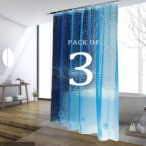 Vista 11 de Forro de cortina de ducha, cortinas de ducha 100% impermeables de Peva con 3 imanes inferiores pesados y 12 ojales a prueba de óxido, forro de ducha