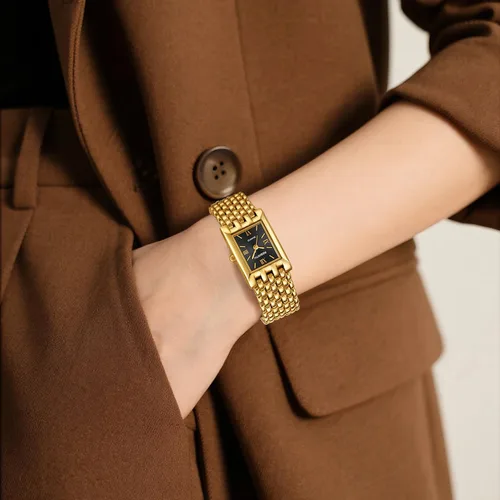 Vista 4 de MASTOP Gold Watches for Women Vintage Rectangle Quartz Watch 30M Waterproof Stainless Steel Bracelet Adjustable Ladies Wristwatch