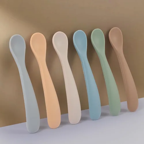 Vista 4 de Eascrozn Cucharas para bebé, paquete de 6 cucharas de alimentación de Marrón