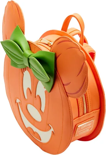 Vista 2 de Loungefly Disney Glow FACE Minnie Pumpkin Mini Mochila