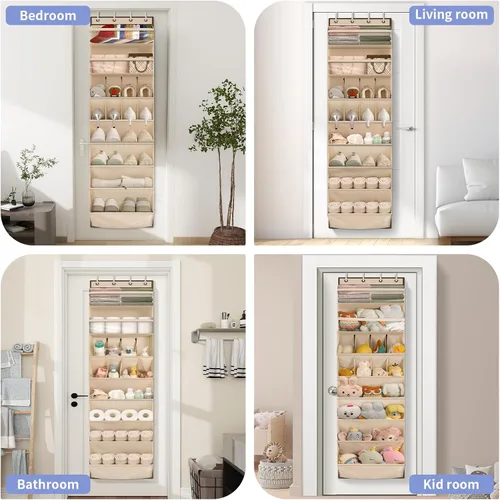 Vista 6 de FENTEC Paquete de 1 Organizador de Zapatos Sobre la Puerta, 68" Bolsillos Profundos Extra Grandes Colgantes Organizadores de Zapatos, Zapatero de 8