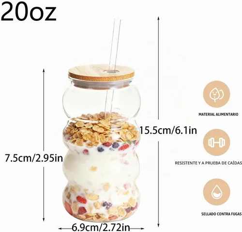 Vista 2 de Vaso reutilizable de 20 onzas con tapa y popote, paquete de 6 vasos de plástico transparente sin BPA para tazas de café para viajes, café helado