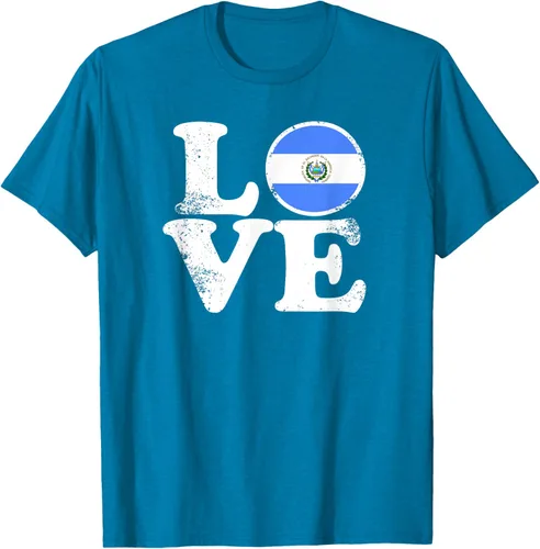 Vista 9 de Love El Salvador Flag tShirt Home Pride Distressed Tee T-Shirt