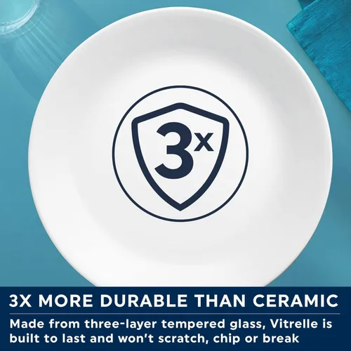 Vista 5 de Corelle Livingware - Placa de postre, 8-1/2 pulgadas, color blanco, juego de 6