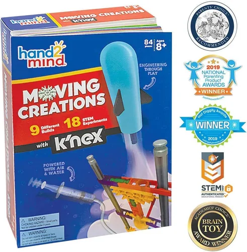 Vista 2 de hand2mind Moving Creations with K'NEX, kit de libro y construcción para niños de 8 a 12 años, 9 modelos y 18 experimentos científicos, explora