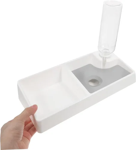 Vista 8 de Dispensador de agua de doble tazón para gatos y perros, alimentador automático para mascotas, botella de hidratación