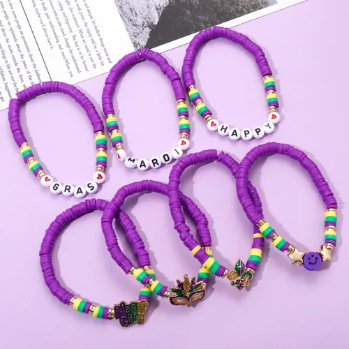 Vista 26 de Surfer Heishi - Pulseras apilables para mujer, apilables, de vinilo arcoíris, disco de arcilla, pulseras elásticas para la amistad, joyería bohemia