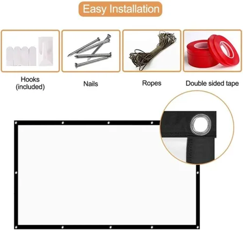 Vista 2 de Foldable 16:9 Projector 60 70 84 100 120 Inch White Outdoor Projection Screen TV Home Projector Screen(60 inch)