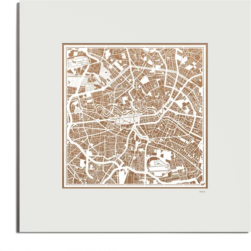 Vista 124 de O3 Design Studio Mapa de corte de papel de París, color negro mate, 20 x 20 pulgadas, arte en papel