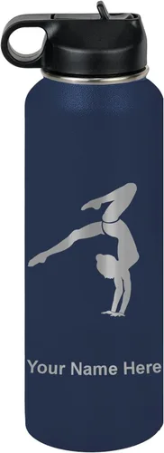 Vista 67 de LaserGram Botella de agua personalizada, soporte de mano de gimnasta, acero inoxidable de doble pared aislada al vacío con popote superior, regalo