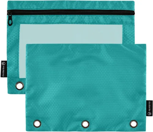 Vista 8 de Gredecor Estuche para lápices con 3 anillos con cremallera negra, paquete de 2 unidades, organizador de carpetas transparentes para ventana escolar