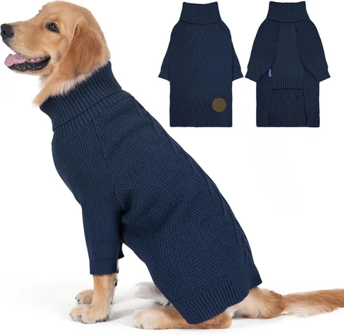 Vista 9 de cyeollo Suéter para perro pequeño, suéteres cálidos de cuello alto para perros pequeños, sudadera tejida para perrito con mangas, suéter de otoño e