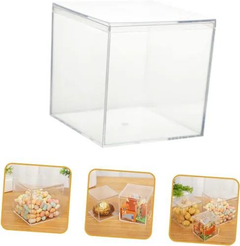 Vista 4 de Abaodam 2 unids Cubo de Comida Accesorios Dulces Pequeños Contenedores Moda con y Cajas de Regalo Tapa Baby Cm Clear Gift Tapas Chocolate Party