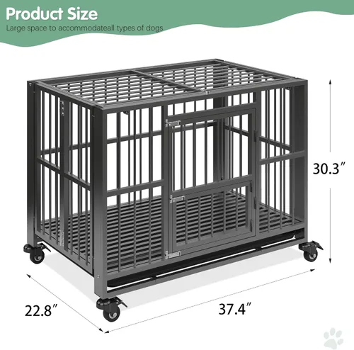 Vista 2 de Jaula para Perros Resistente de BETISEF, Jaula Grande para Perros Indestructible con Prueba de Fuga, Caseta para Perros de Alta Ansiedad