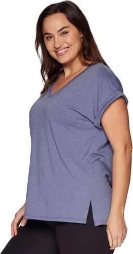 Vista 4 de RBX Active - Camiseta de manga corta para mujer, ajuste relajado, transpirable, para correr, entrenamiento, yoga