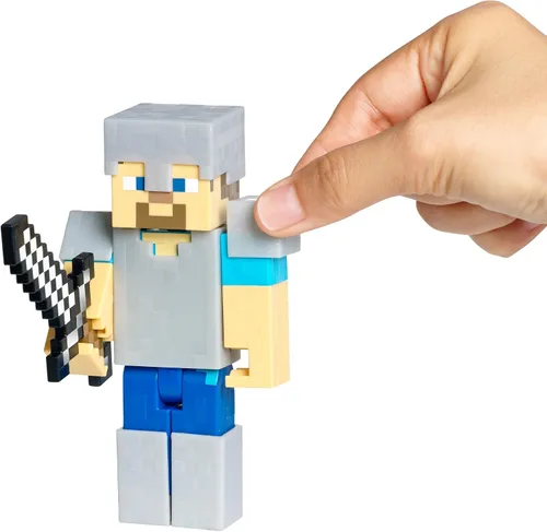 Vista 3 de Minecraft, Steve con la Serie Armor Iron, 4 Figuras de Acción.