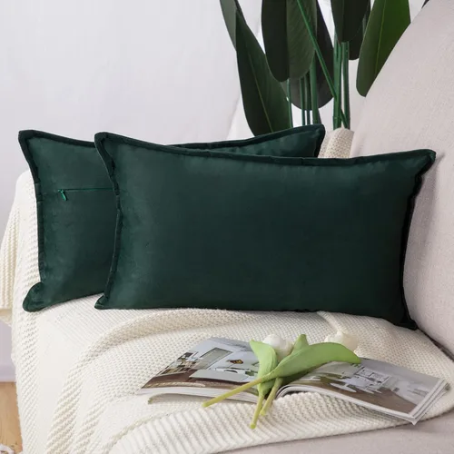 Vista 48 de MADIZZ Juego de 2 fundas de almohada decorativas de terciopelo súper suave con borlas, estilo de lujo, funda de almohada para sofá y dormitorio