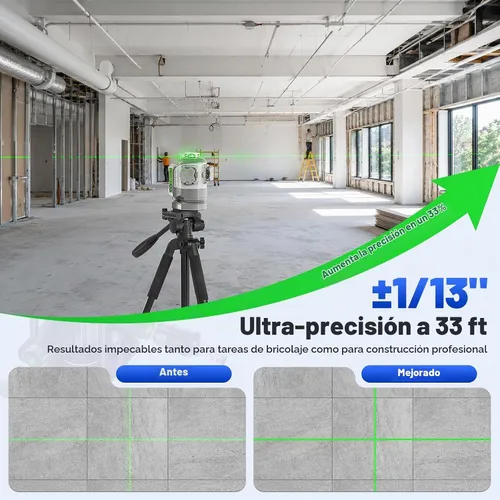 Vista 9 de Huepar Pro Kit de nivel láser para exteriores con receptor, largo alcance