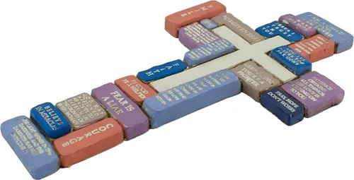 Vista 2 de Cruz de pared de resina inspiradora Palabras alentadoras para niñas adolescentes Gran regalo para graduación de octavo grado, confirmación