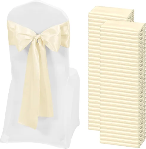 Vista 28 de 60 bandas de satén color burdeos para silla, diseño de lazos, para decoración de sillas de Acción de Gracias, boda, Navidad, banquetes, fiestas