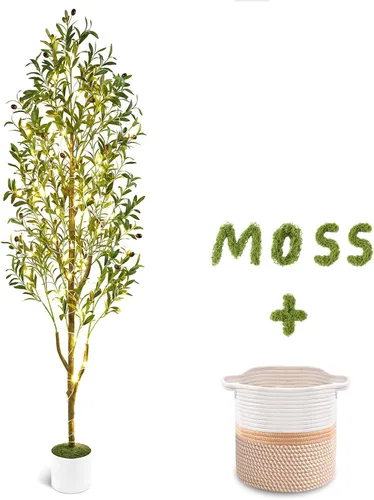 Vista 9 de Waipfaru - Árbol de olivo artificial de 6 pies para interiores con maceta y Verde