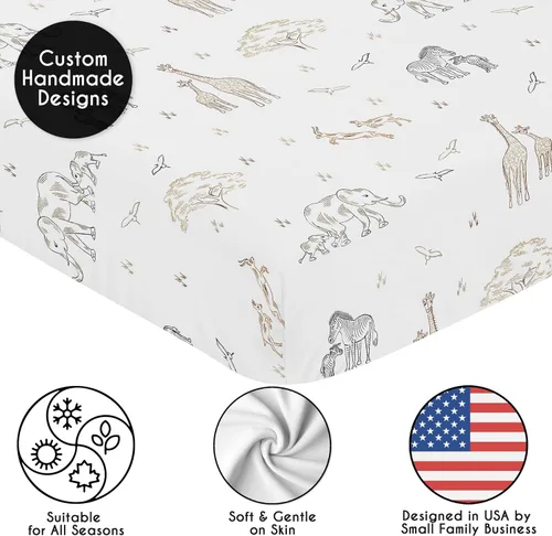 Vista 5 de Sweet Jojo Designs Sábanas bajeras para cuna de bebé (animales de safari jungla) para niños o niñas, guardería infantil, habitación de niños