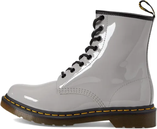 Vista 4 de Dr. Martens Bota de moda de charol 1460 W para mujer, Gris (Zinc Grey)