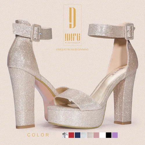 Vista 2 de IDIFU - Tacones de plataforma de 5pulgadas para mujer, sandalias Sabrina IN5 de tacón alto y grueso, correa de tobillo, zapatos sexis y elegantes