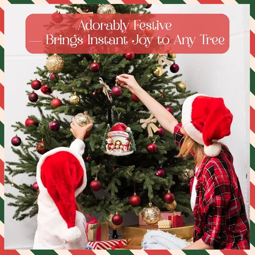 Vista 5 de Familia de Muñecos de Nieve Adorno de Navidad – Feliz Navidad Adorno Colgante de Acrílico – Lindo Adorno Navideño para Árbol, Regalo para Familia