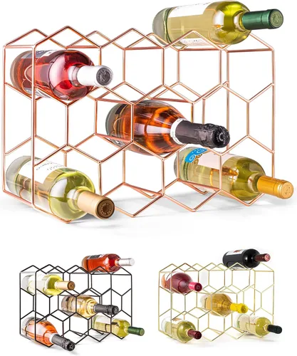 Vista 12 de Gusto Nostro Estantes de vino pequeños para 8 botellas y 4 vasos, estante de vino para encimera con soporte para vidrio, moderno estante de vino