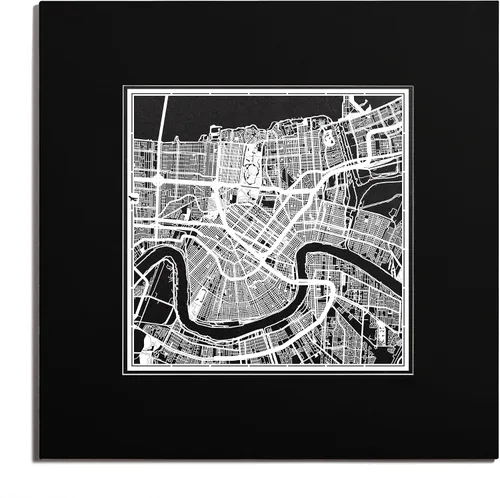 Vista 25 de O3 Design Studio San Diego, CA Paper Cut Map Matted Grey 20x20 in Paper Art