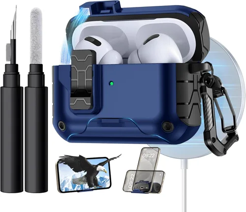 Vista 15 de Lerobo - Funda para AirPod Pro 2ª/1ª con bloqueo seguro compatible con Magsafe B-Negro