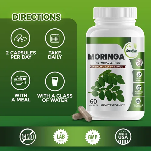 Vista 5 de Extracto de hojas oleifera Pure Moringa en cápsulas, 1