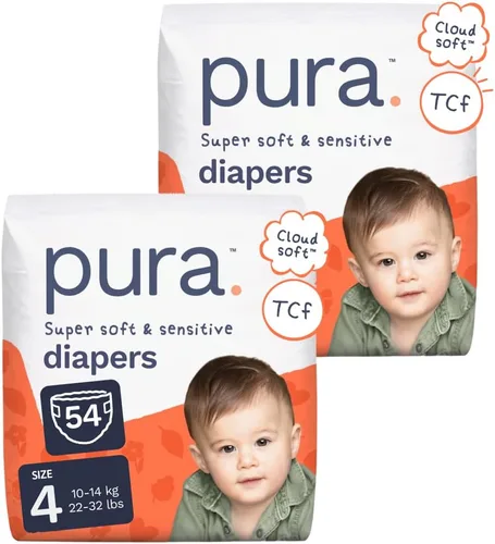 Vista 14 de Pura Pañales para bebé talla 4 (22-32 libras) 108 unidades de piel sensible